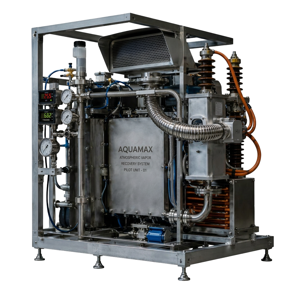 Aquamax — World-first hybrid HAMR + HGMC system recovering 95%+ of cooling tower plume water.