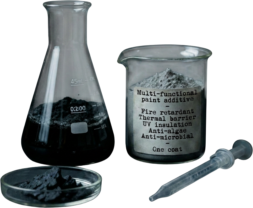 Pyronex — Multi-functional paint additive — fire retardant, thermal barrier, UV insulation, anti-algae and anti-microbial in one coat.